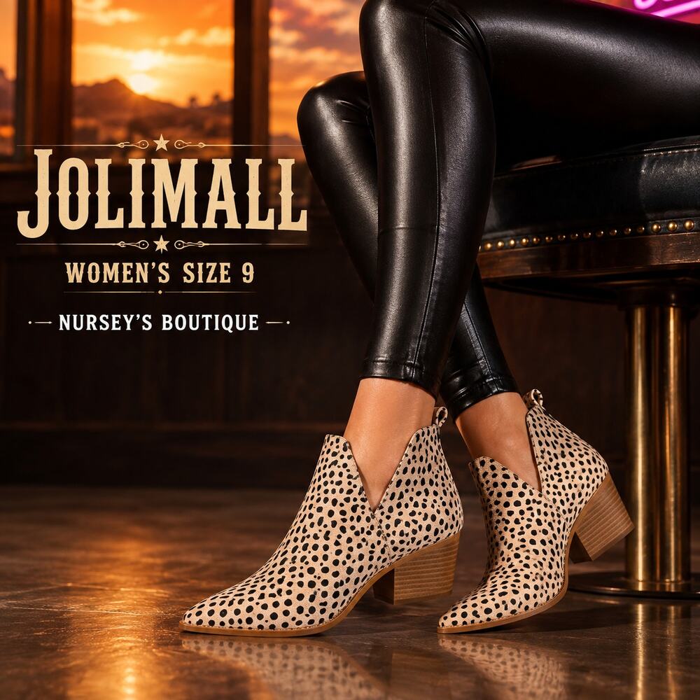 Jolimall Cheetah Print Pointed Toe Ankle Booties Women’s 9 Cutout Zip
